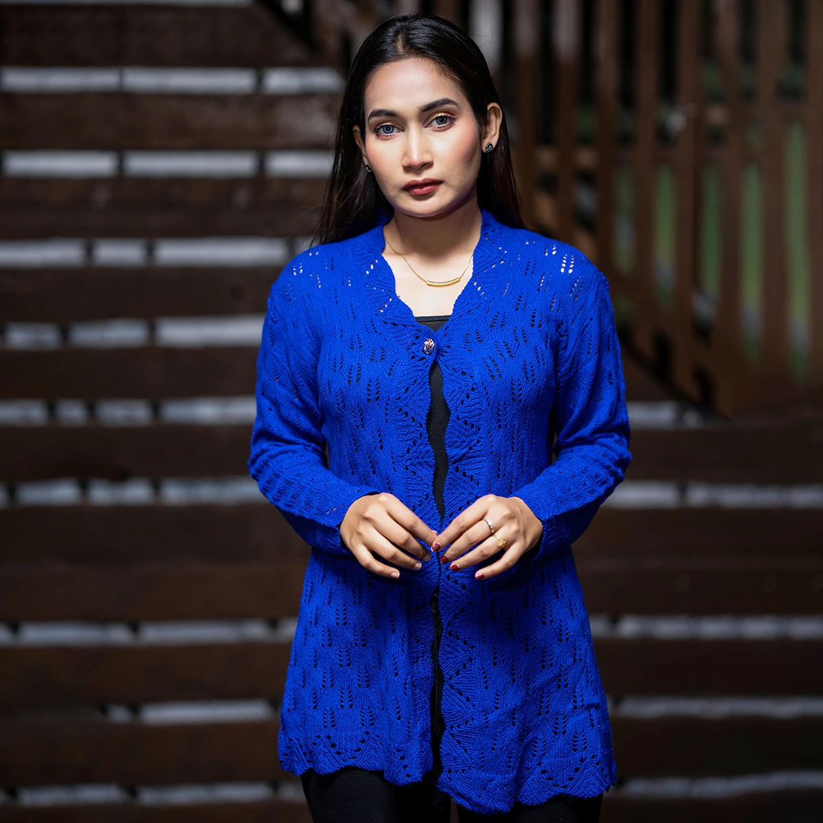Royal Blue Winter Knit Cardigan