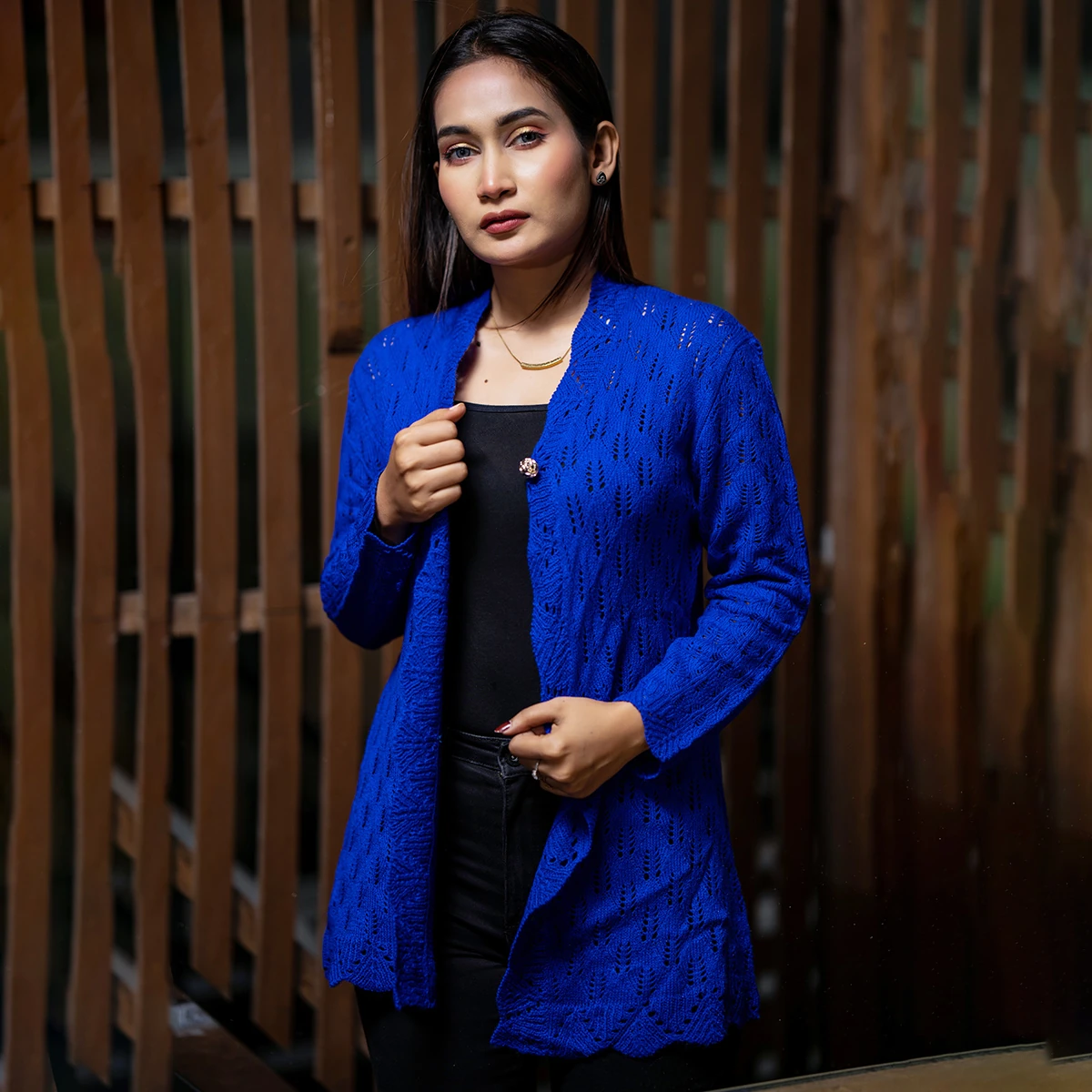 Royal Blue Winter Knit Cardigan - Image 4