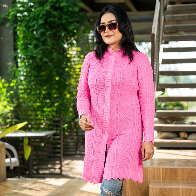 Pink Winter Elegance Cardigan - Image 2