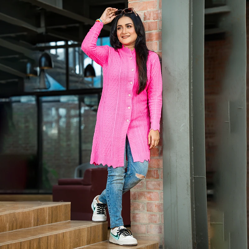 Pink Winter Elegance Cardigan - Image 6