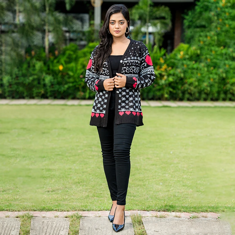 Nordic Heart Winter Cardigan - Image 3