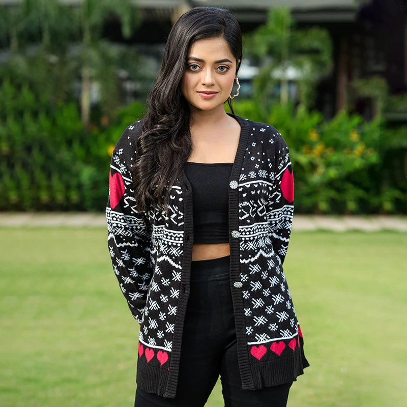 Nordic Heart Winter Cardigan - Image 2