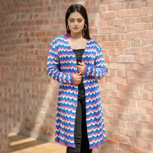 Color Wave Long Knit Cardigan
