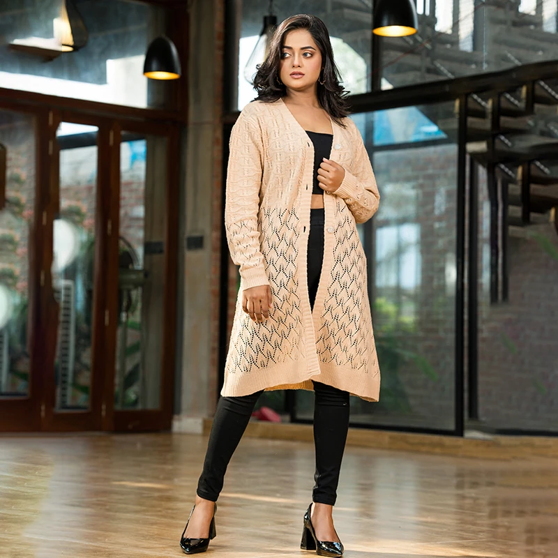 Beige Elegance Knit Cardigan - Image 3