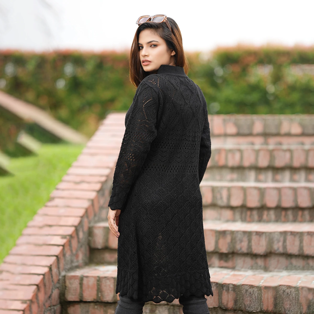 Elegant Black Long Knit Cardigan for Women - Image 5