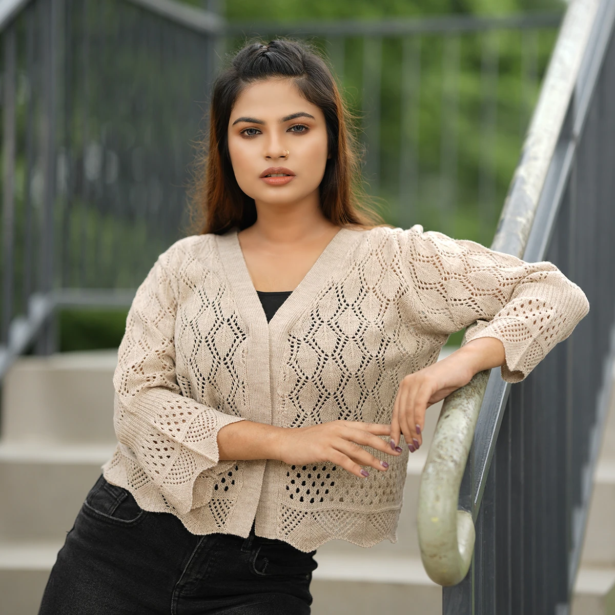 Stylish Beige Knit Top for Women